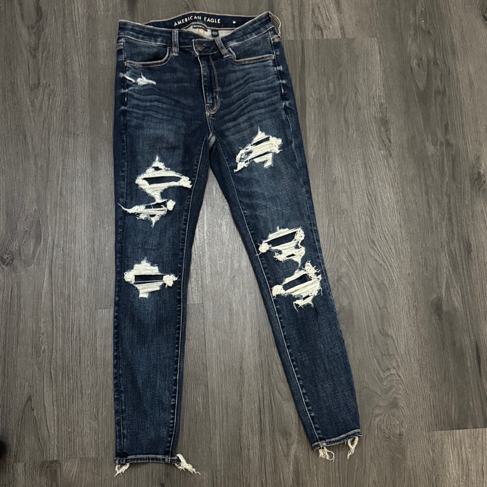 American Eagle Outfitters Ripped Dark Blue Skinny Jeans